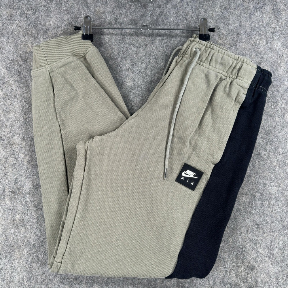 Nike Air Fleece Jogger Pants Mens Small Green Black Colorblock Sweatpants Logo